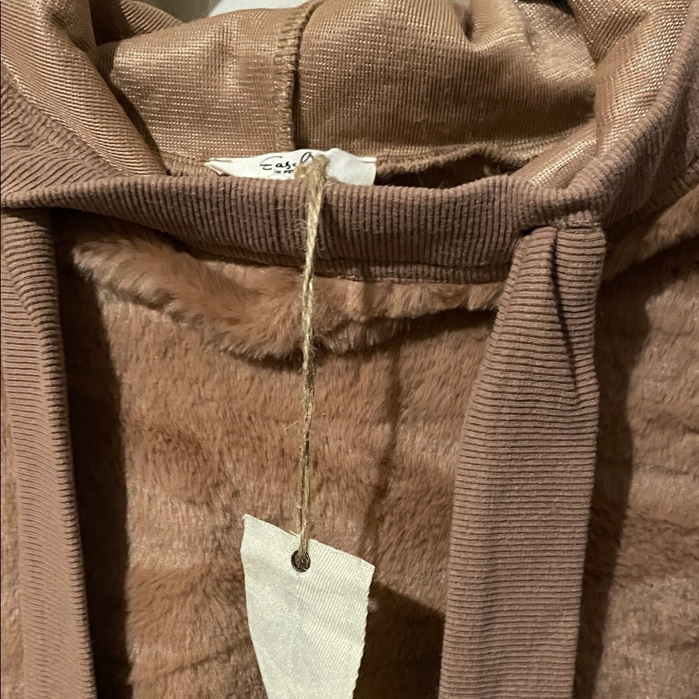 Easel Tan Fuzzy Hoodie Sweatshirt - Picture 12 of 13